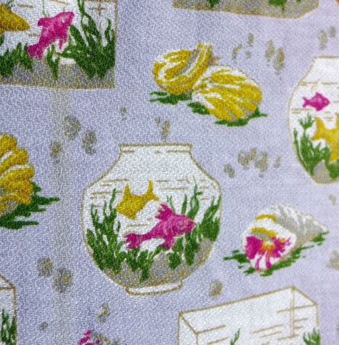 1960's Barkcloth with Fish and Shells - 82cm wide