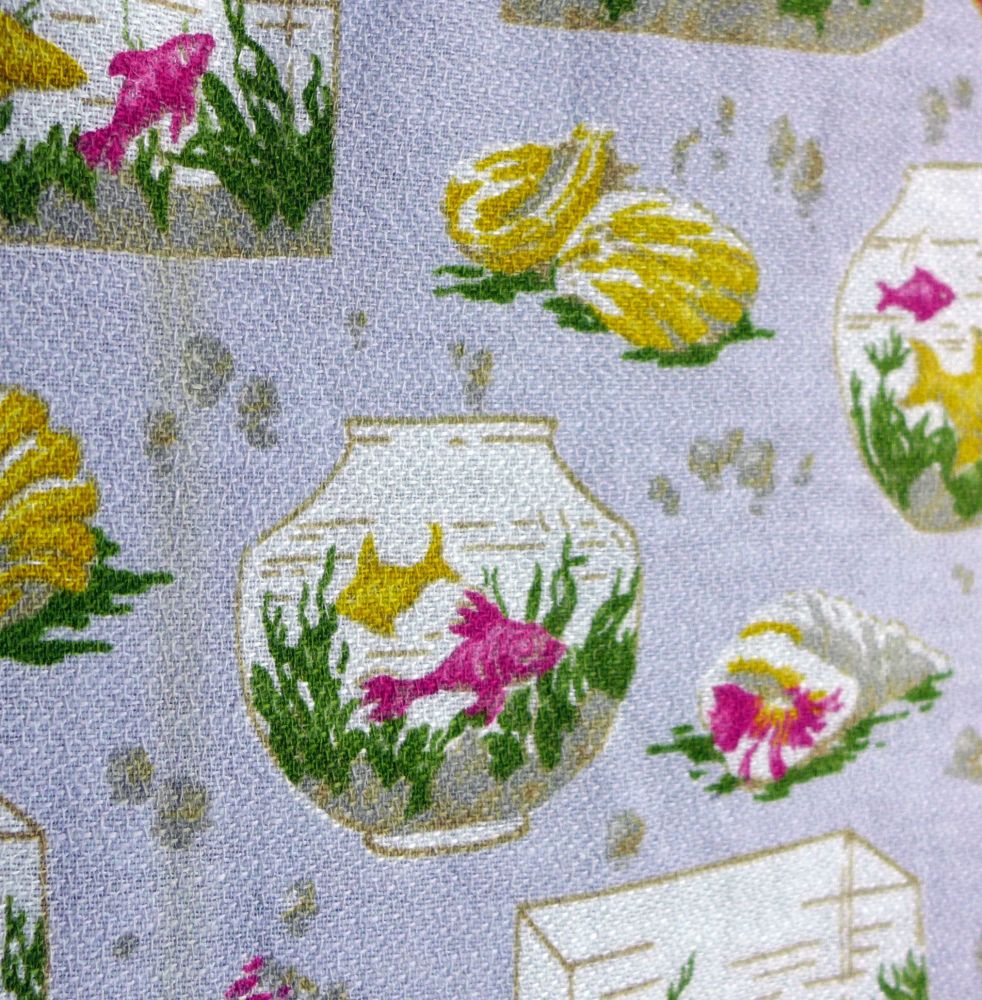 1960's Barkcloth with Fish and Shells - 82cm wide