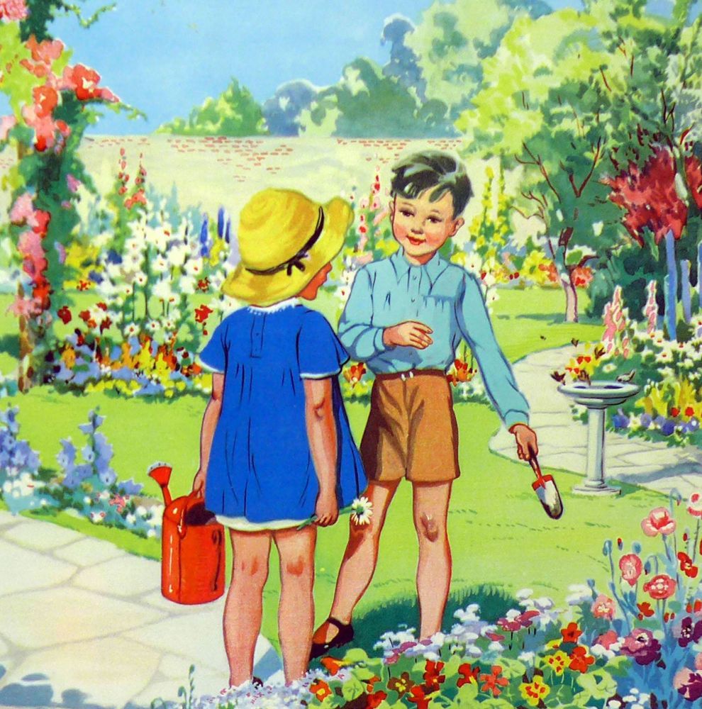 Vintage School Poster 1938 - Our Garden