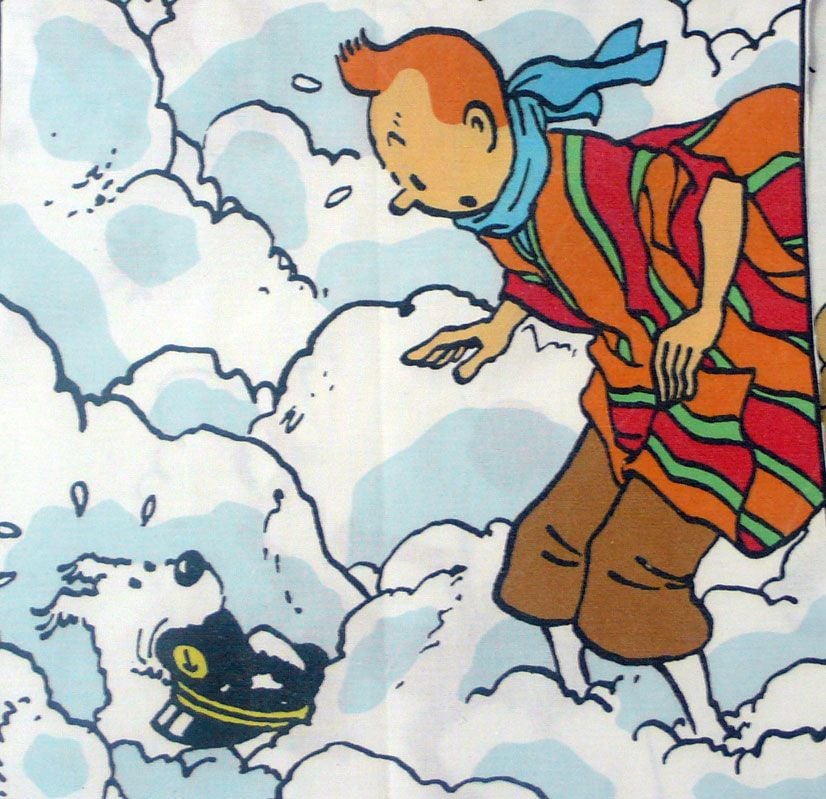 Tintin - Prisoners of the Sun Fabric - Tintin & Snowy