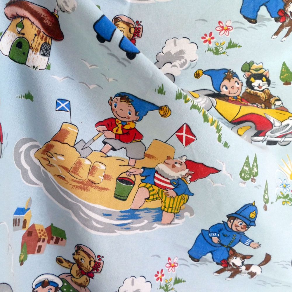 Vintage 1960's Noddy Fabric by Fothergay Blue Cotton - Various Sizes