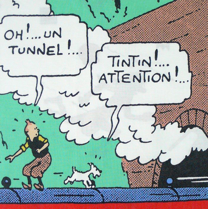 Tintin Cotton Panel - The Black Isle - Tintin Spots the Tunnel