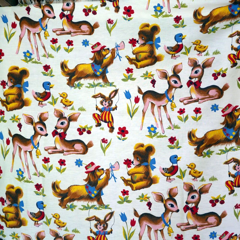 Deer and Rabbit Cotton - Bright Colours