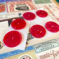 6 Vintage Buttons - Large Pink
