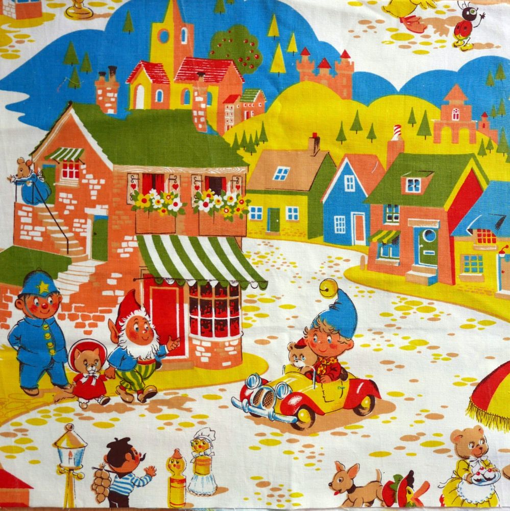 Vintage Noddy Fabric by Coloroll - 1970's - Three Sizes
