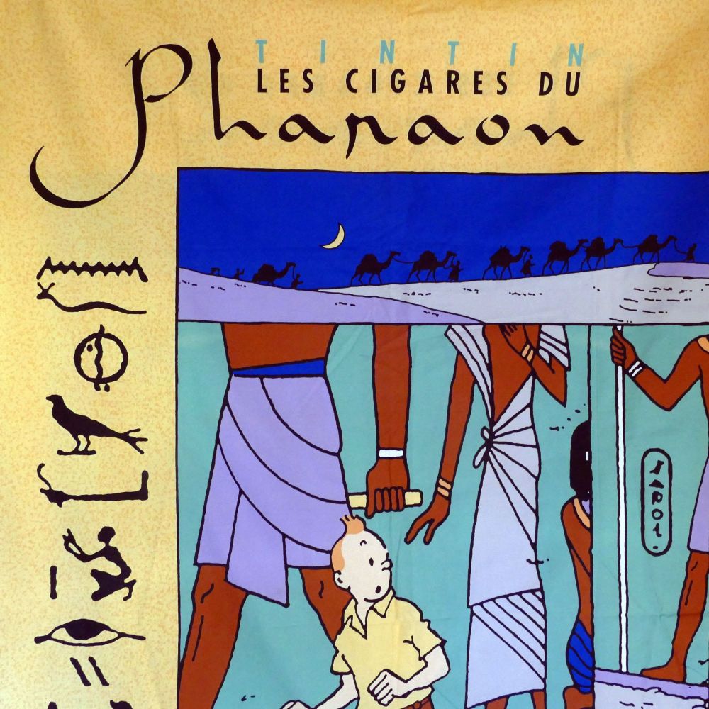 Large Vintage Tintin Fabric Panel - Pharaoh - UNUSED - 140cm x 230cm