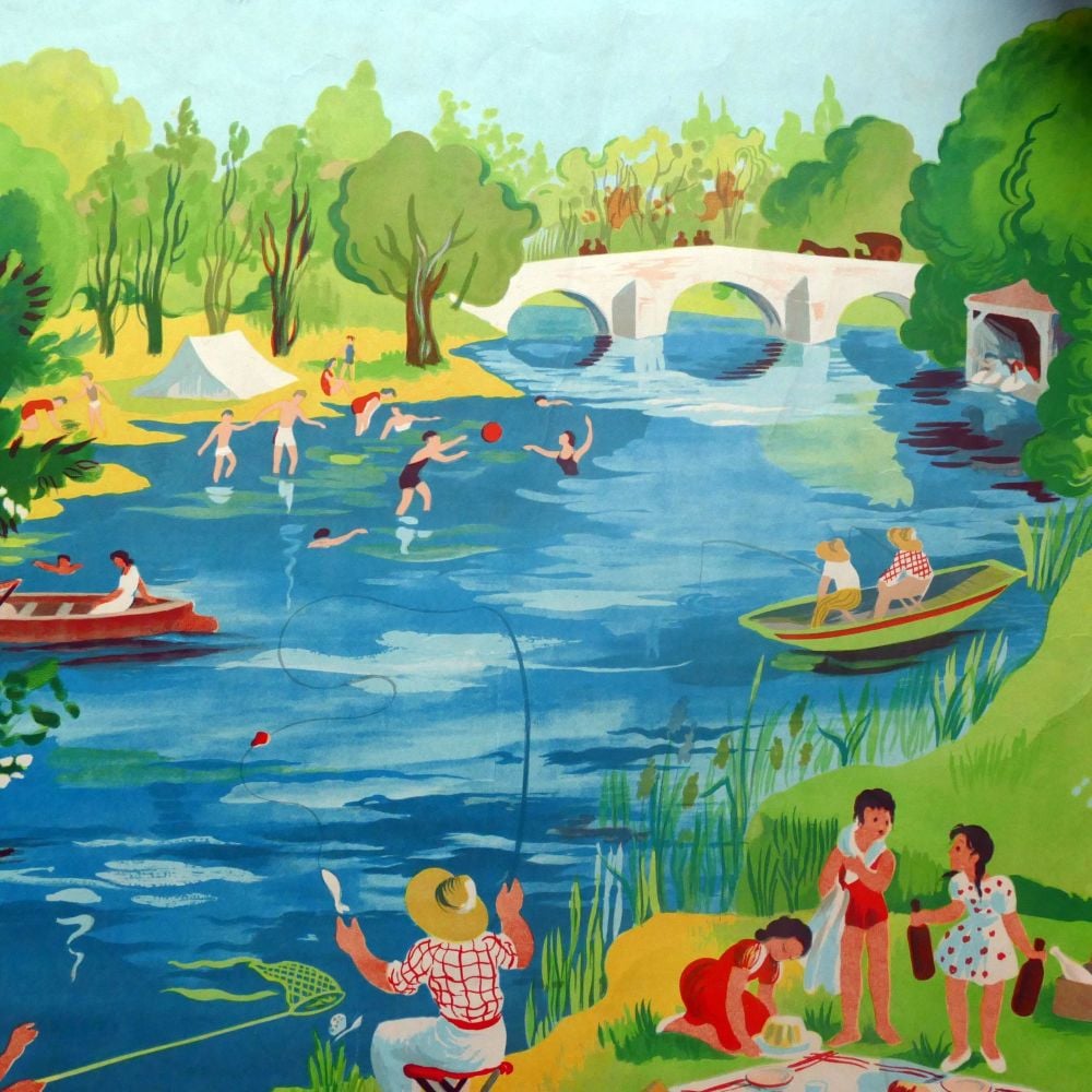 Vintage French School Print - Helen Poirie - The River