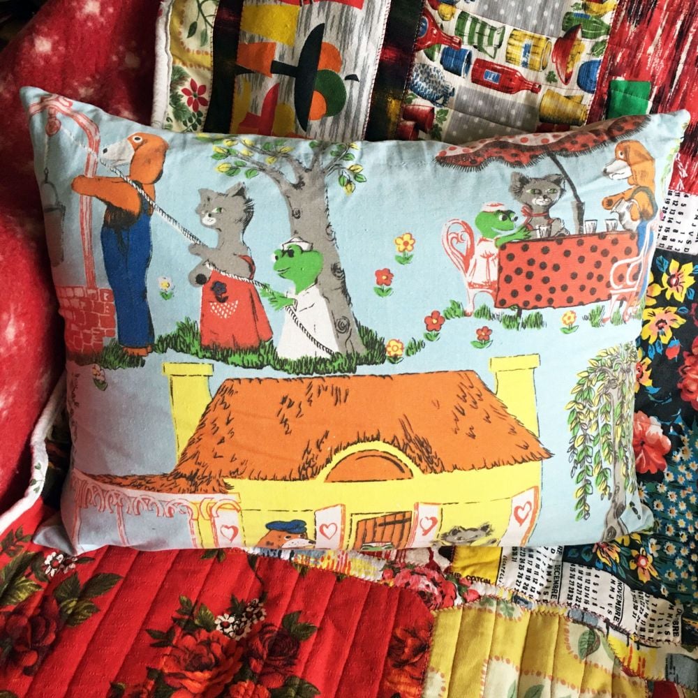 Hector's House Cushion - 1960's Fothergay Cotton