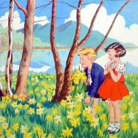 Vintage School Poster 1938 - Daffodils