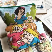 Zip Top Pouch - Snow White - Handmade - Vintage Cotton