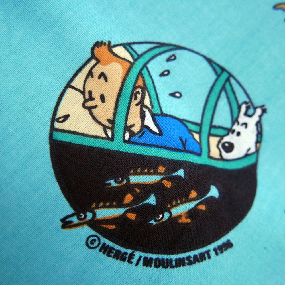 Vintage Tintin Fabric - Red Rackham's Treasure - 120cm x 35cm