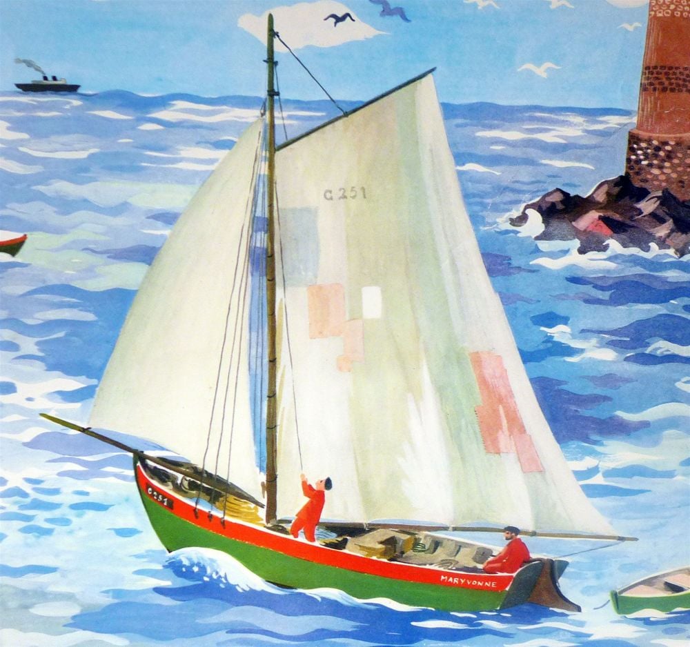 Vintage French School Print - Helen Poirie - The Boat