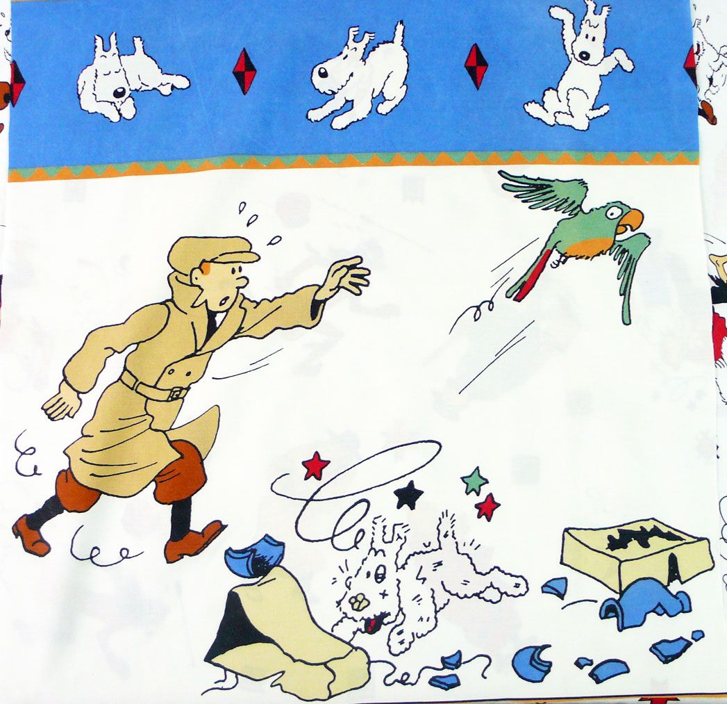 Tintin and the Broken Ear Cotton Panel - Parrot - 60cm x 60cm