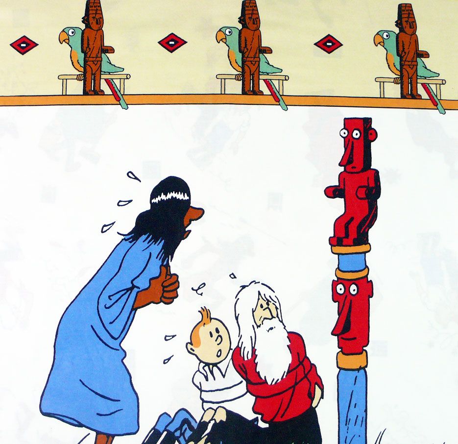 Tintin and the Broken Ear Cotton Panel - Totem - 55cm x 55cm