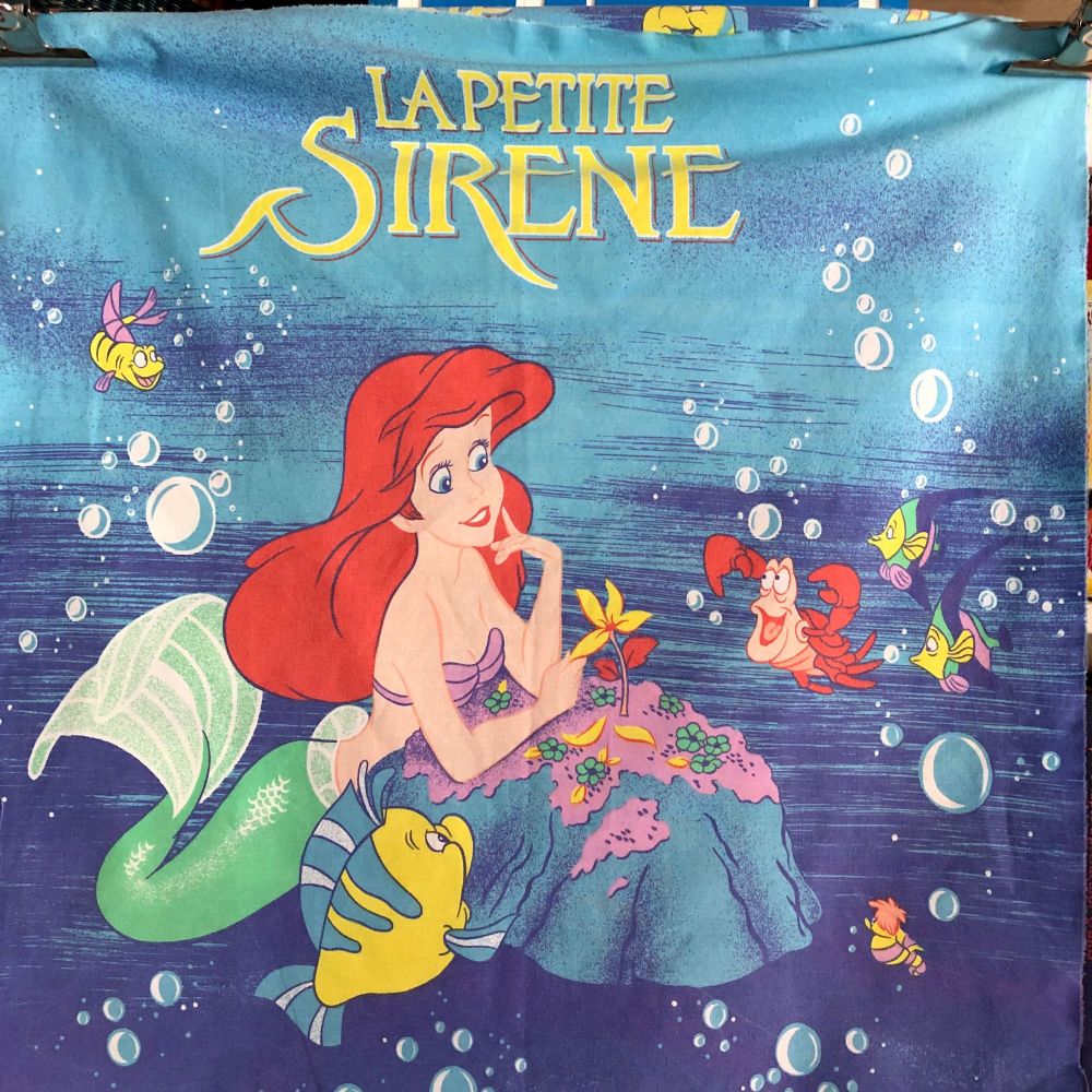 Little Mermaid Cotton - Vintage Disney - 2 Panels - 55cm x 55cm