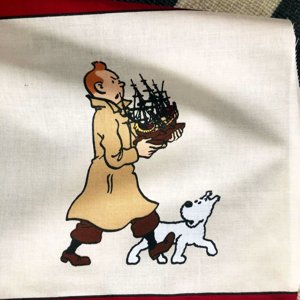 Vintage Tintin Fabric - The Secret of the Unicorn - 50cm x 50cm