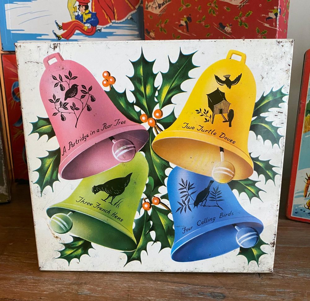 Vintage Christmas Cake Tin - Christmas Bells - 1960's