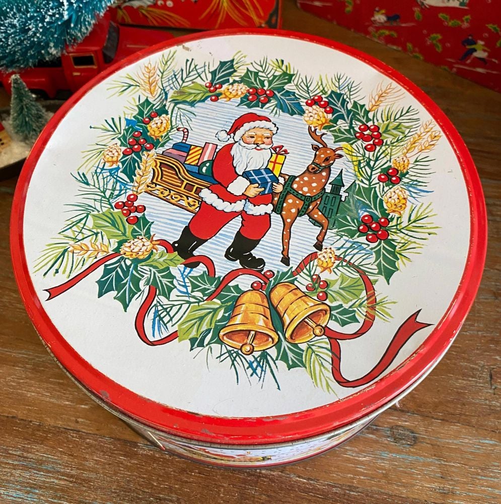 Vintage Christmas Tin - Coaching Scene - 1960's