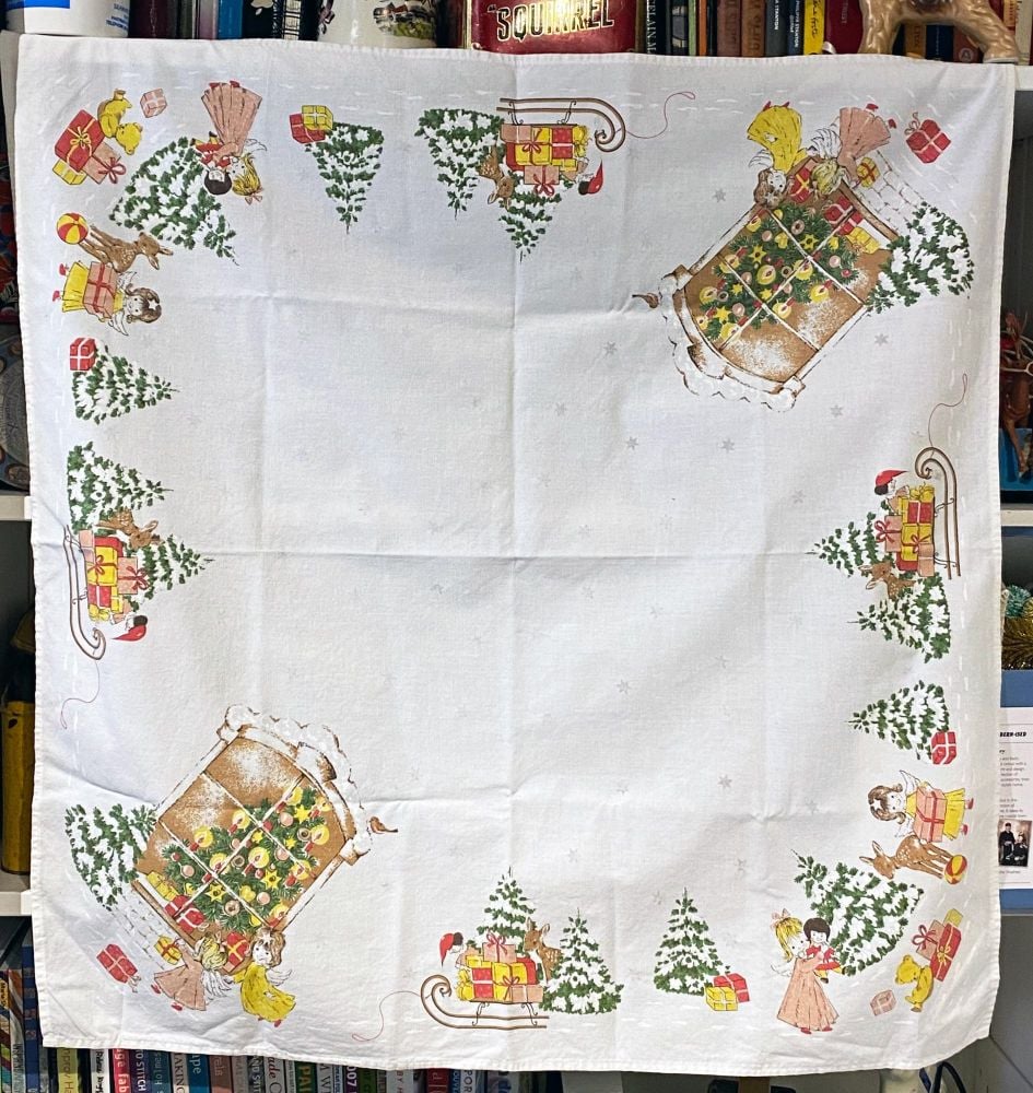 Vintage Christmas Tablecloth 72cm x 72cm