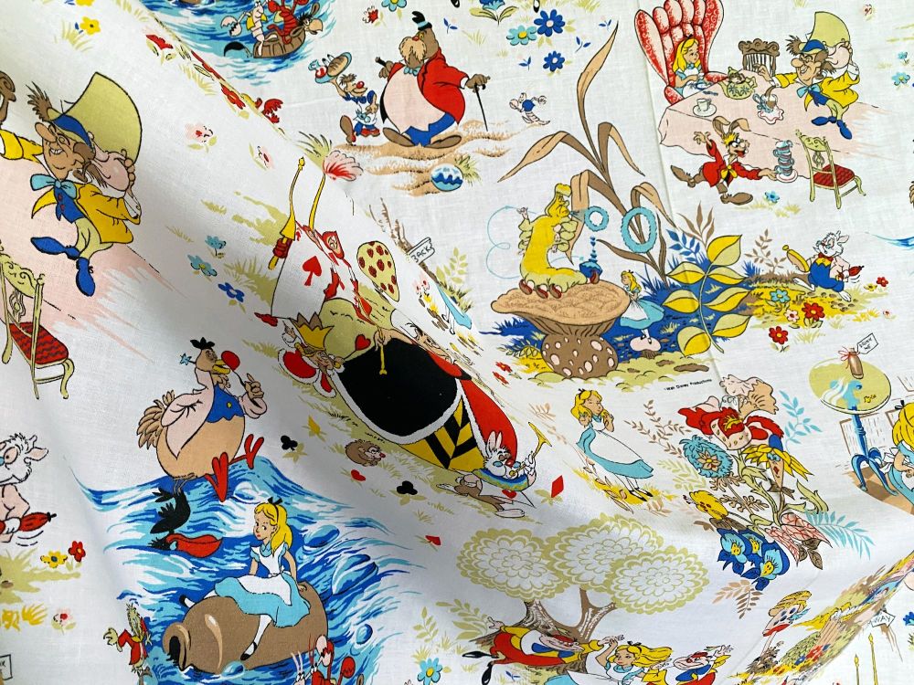1950's Disney Alice in Wonderland Fabric - Unused - 121cm Wide