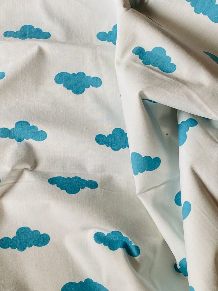 1970's Coloroll Clouds Cotton Fabric - 125cm x 70cm