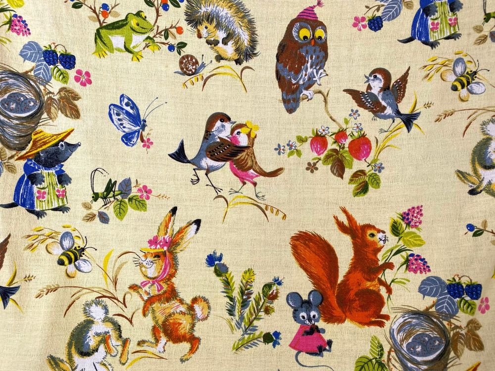 Vintage Woodland Barkcloth - Moygashel - 120cm x 85cm