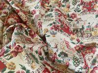 Unused 1950's Printed Linen - Pictoral Linen - Curtain Weight - 122cm Wide
