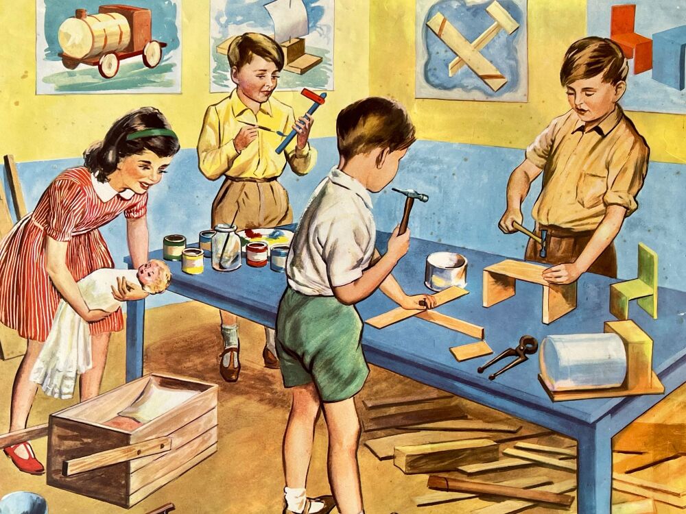 Vintage School Poster - 1950's - Toy Making