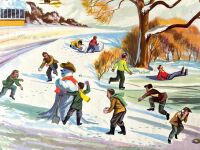 Vintage School Poster - 1950's - Playing In The Snow