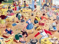 Vintage Classroom Poster - Clearing Up Time - 1962