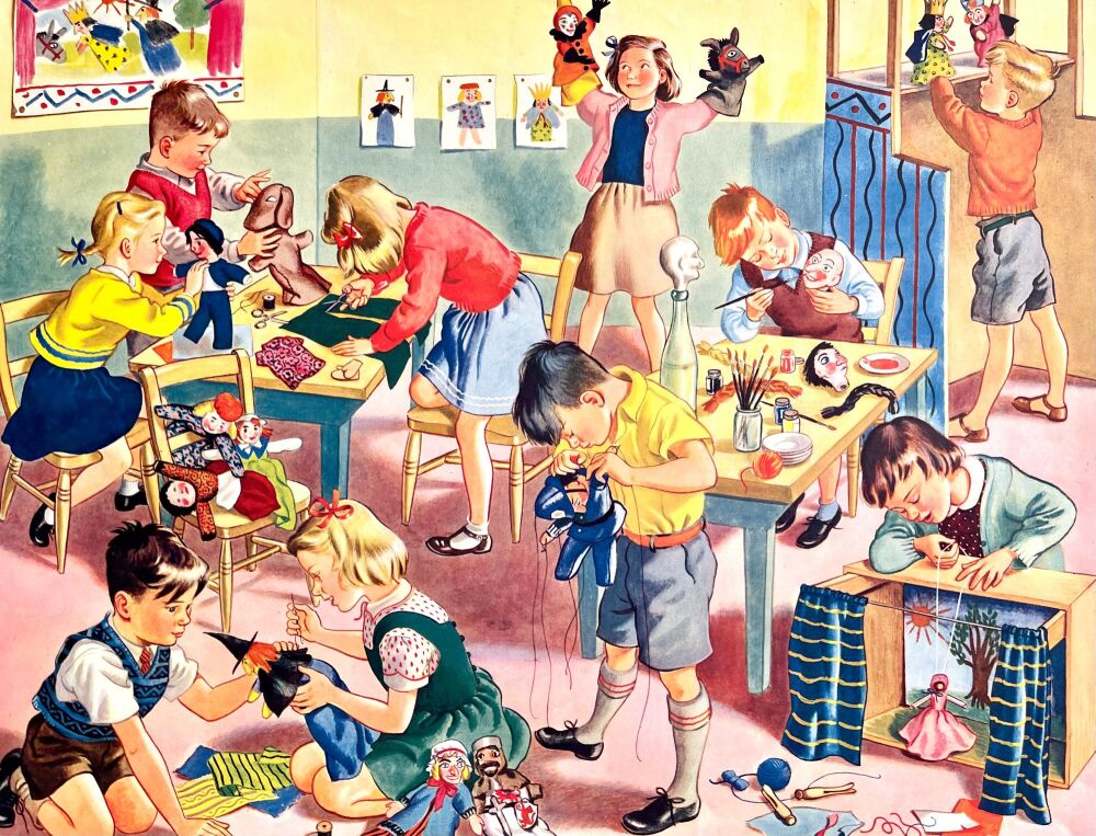 Vintage Classroom Poster - Making Puppets - 1962
