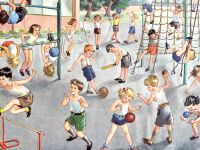 Vintage Classroom Poster - Games In The Playground - 1962