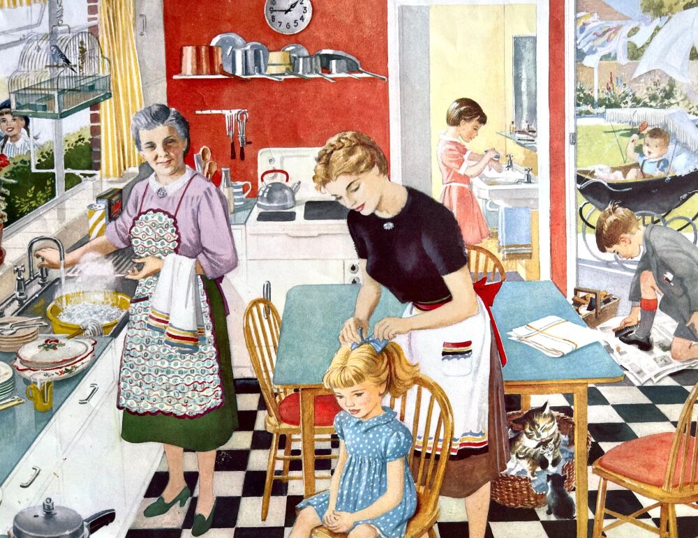 Vintage Classroom Poster - Getting Ready For School - 1962