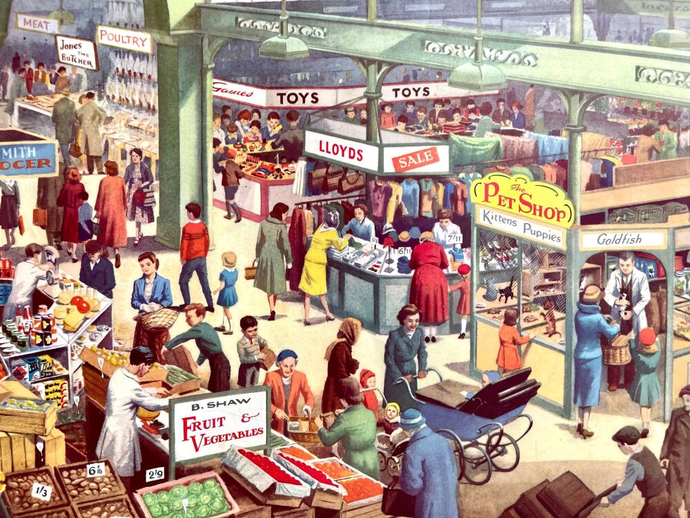 Vintage Classroom Poster - A Market - 1962