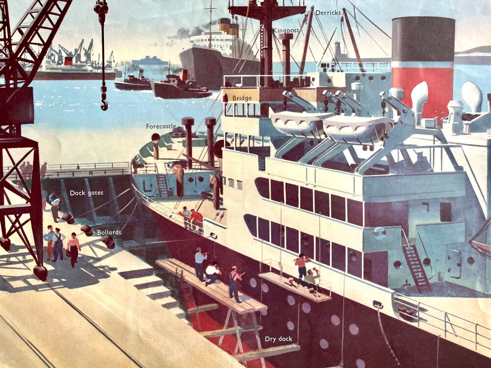 Vintage Classroom Poster - At The Docks - 1962