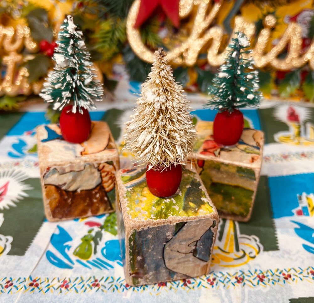 Vintage Mini Christmas Tree Decorations