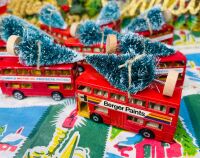 Vintage  Christmas Decorations - Christmas Tree Buses - Vintage London Bus
