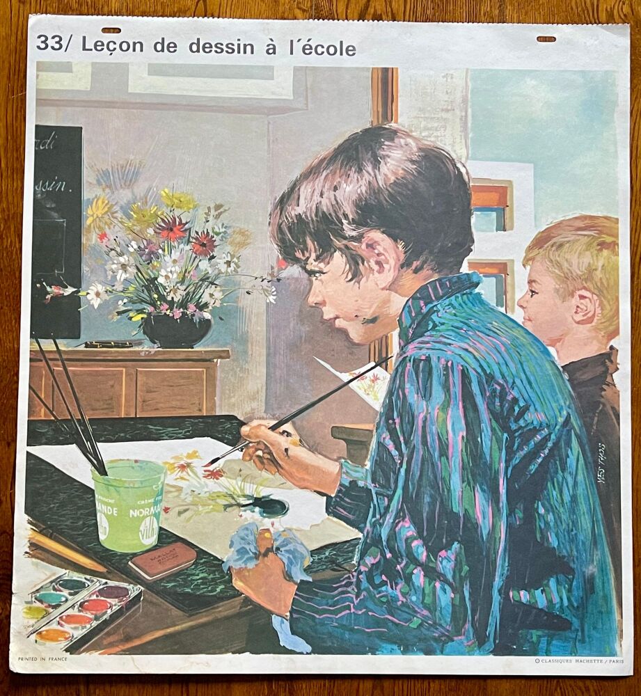 1960's French School Poster - The Art Class/ Wildcat Hunting