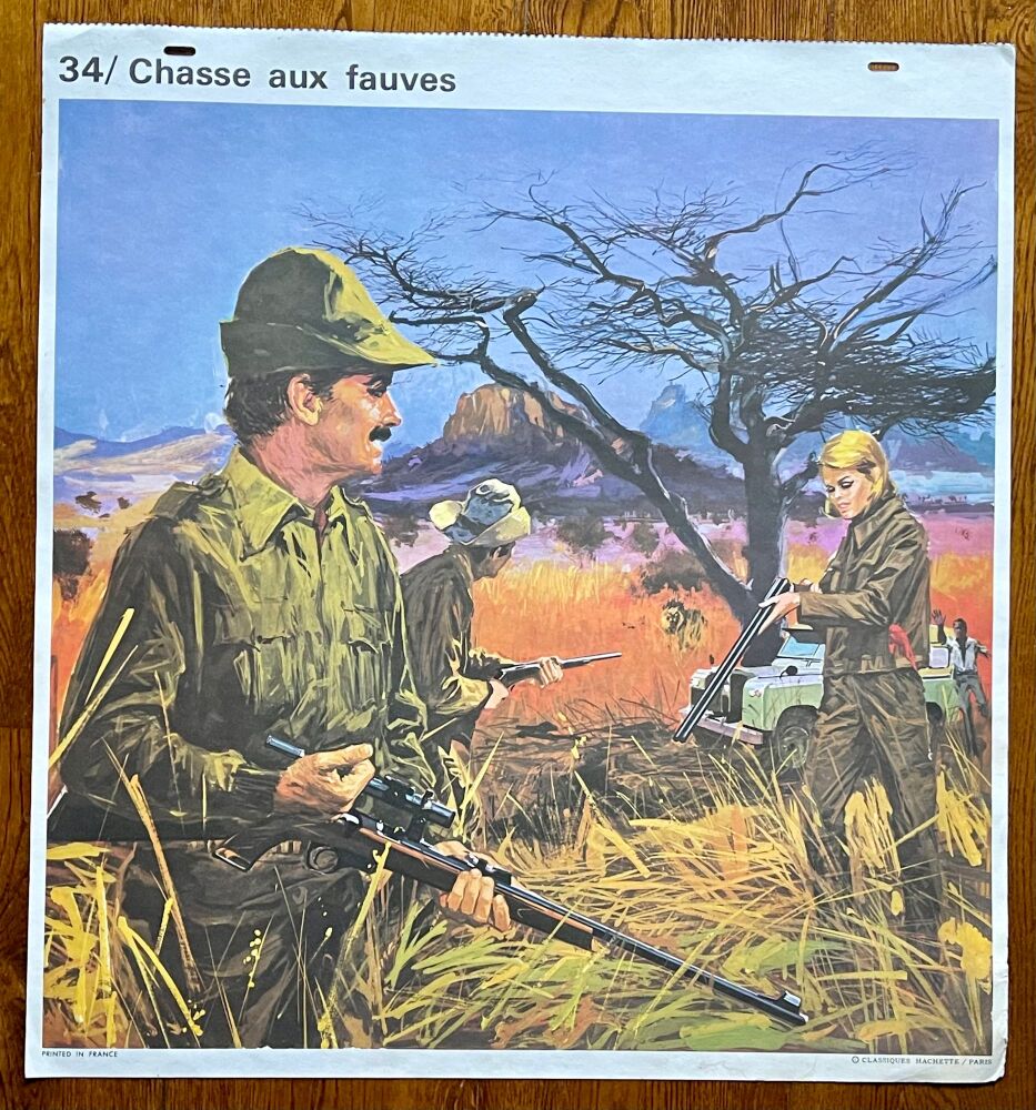 1960's French School Poster - The Art Class/ Wildcat Hunting