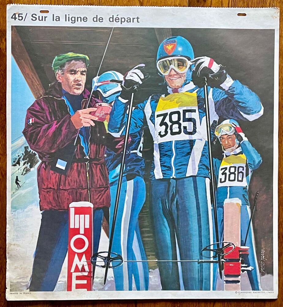 1960's French School Poster - Skiing