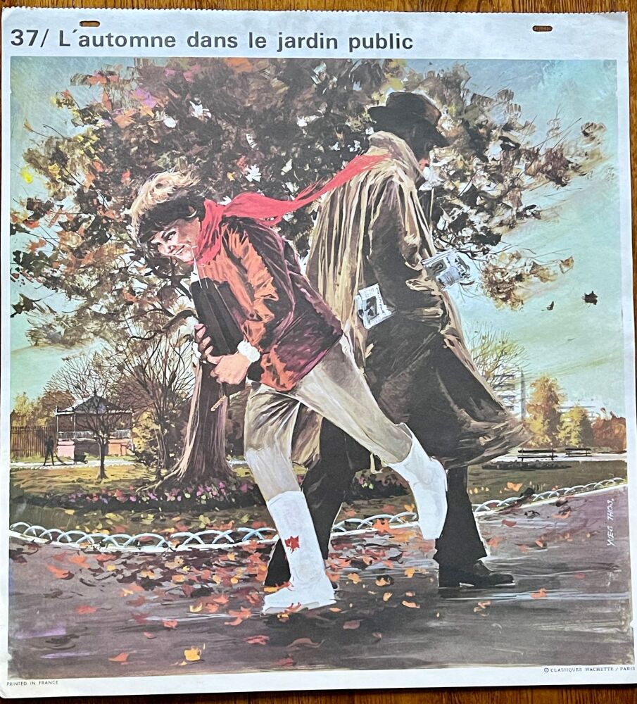 1960's French School Poster - Autumn in the Park/ Dressing Up