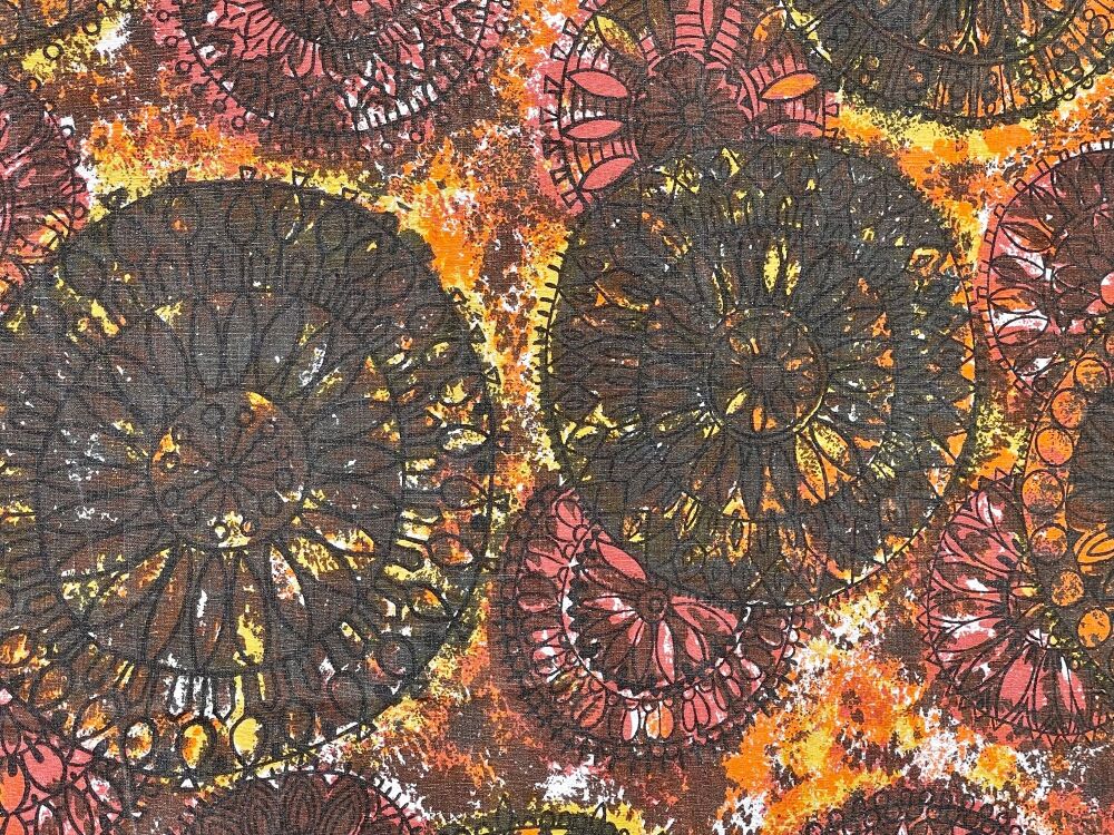 1970's Screen Print Cotton - Mid Century - Gaiety Fabric - 85cm x 90cm