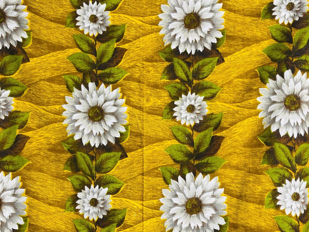 1960's Vibrant Flower Bark Cloth - Unused - 120cm Wide