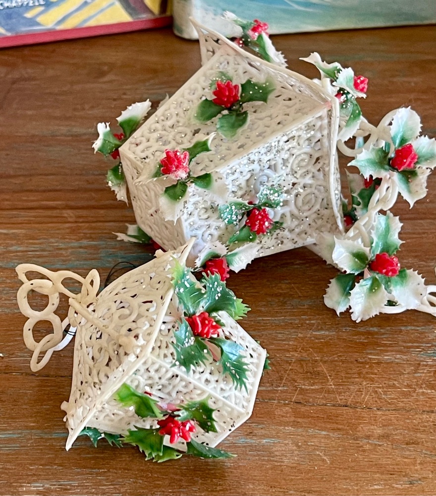 Two Christmas Lantern Decorations - Hong Kong - 1960's - Vintage Christmas 