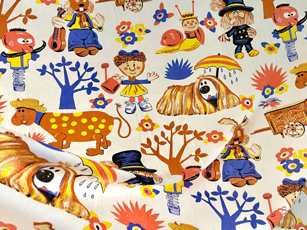 Original 1970's Magic Roundabout Fabric - 140cm x 60cm