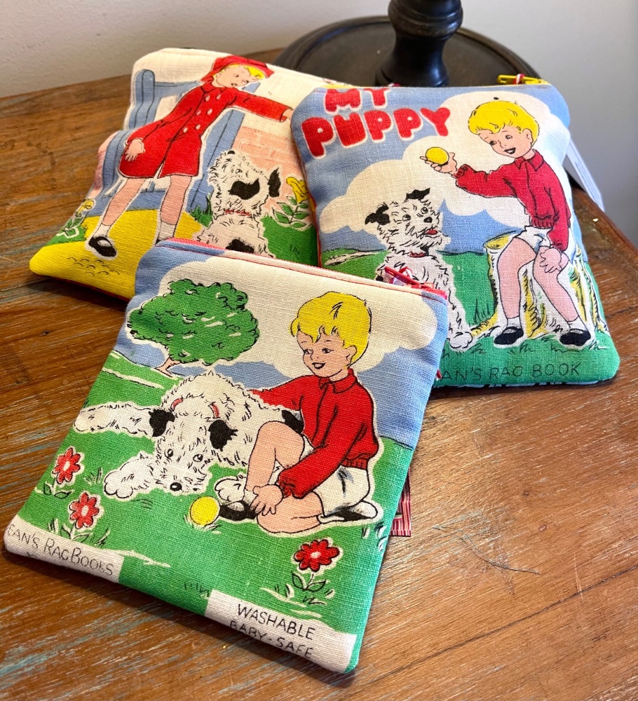 Rag Book Purse - Handmade Purse - Puppy - Deans Rag Book - 1960's