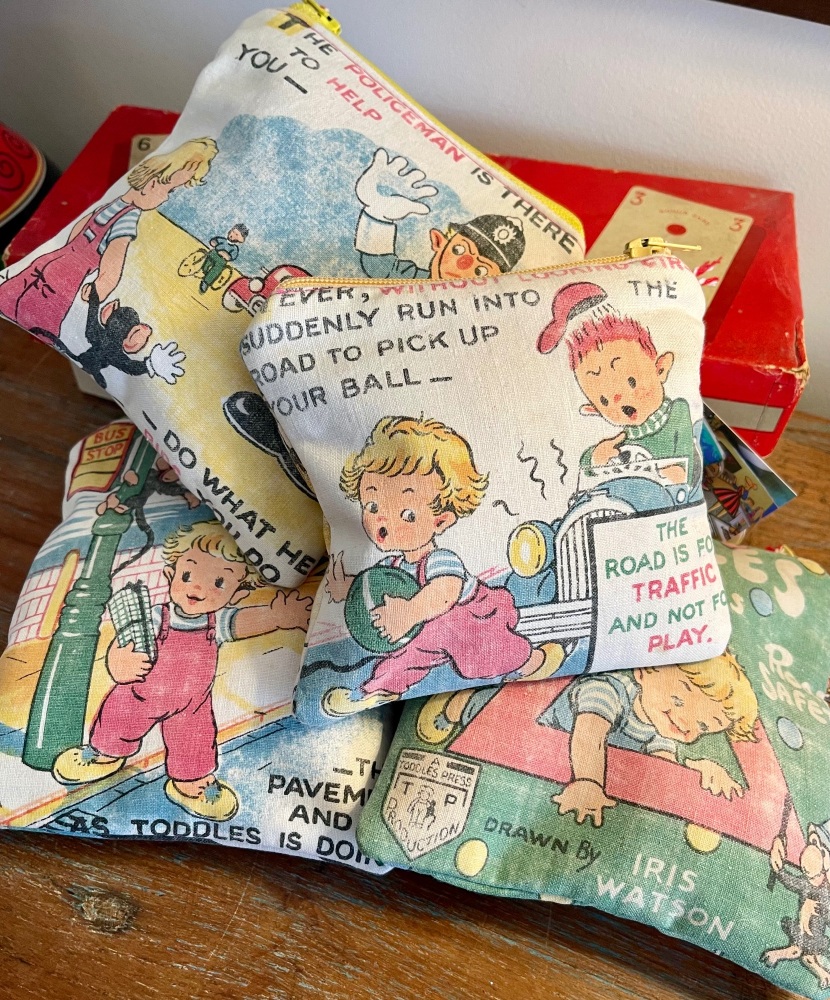 Rag Book Purse - Handmade Purse - 1950's - Road Safety - Iris Watson