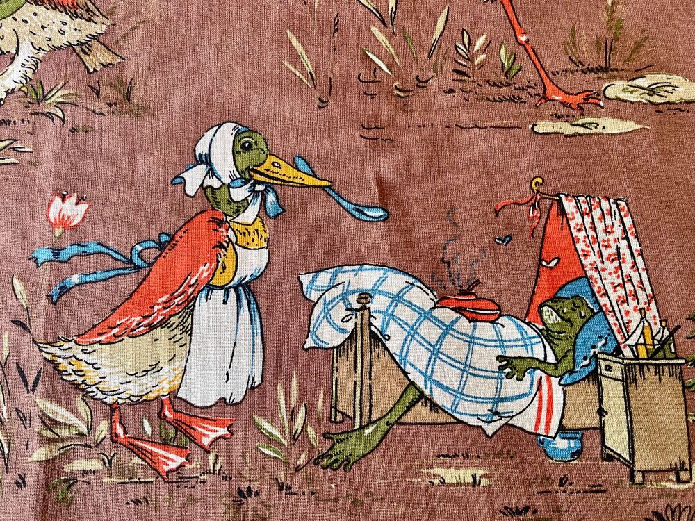 Rare Childrens Screen Print Linen - 1940's - Animal Themed - 115cm x 145cm