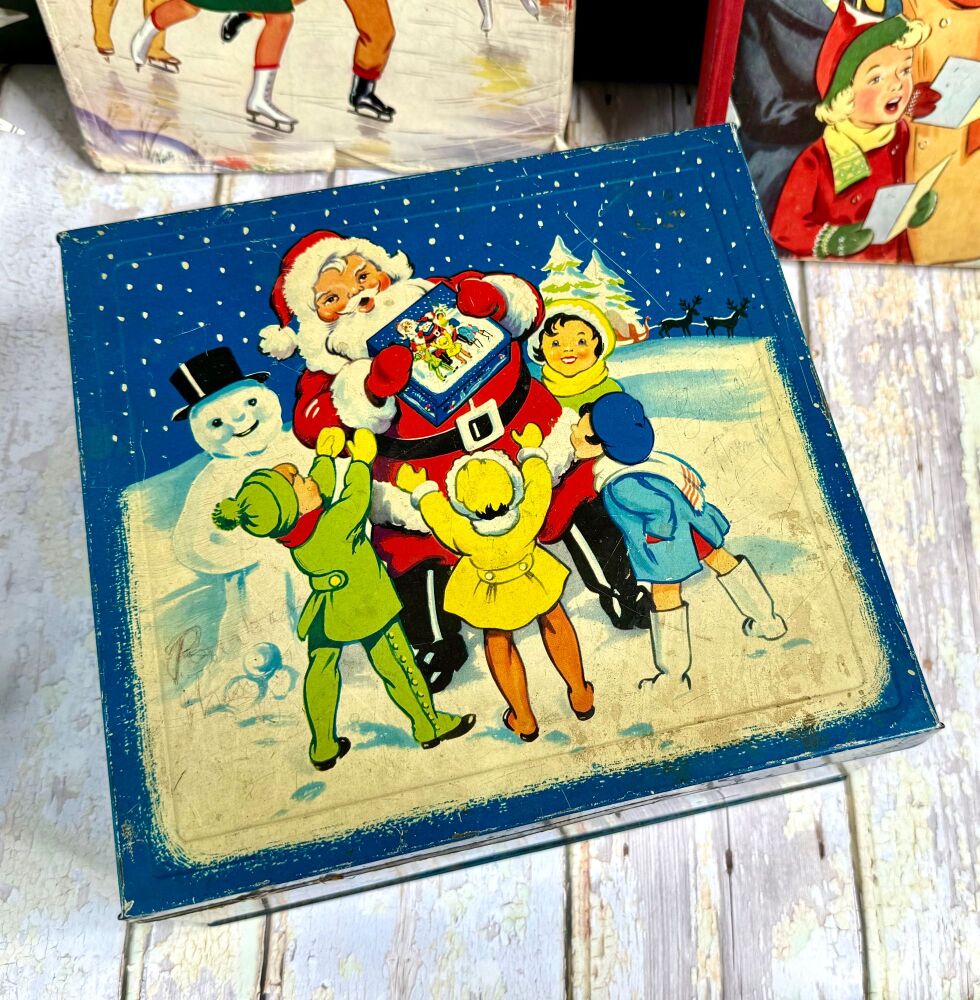 Vintage Christmas Biscuit Tin - Father Christmas