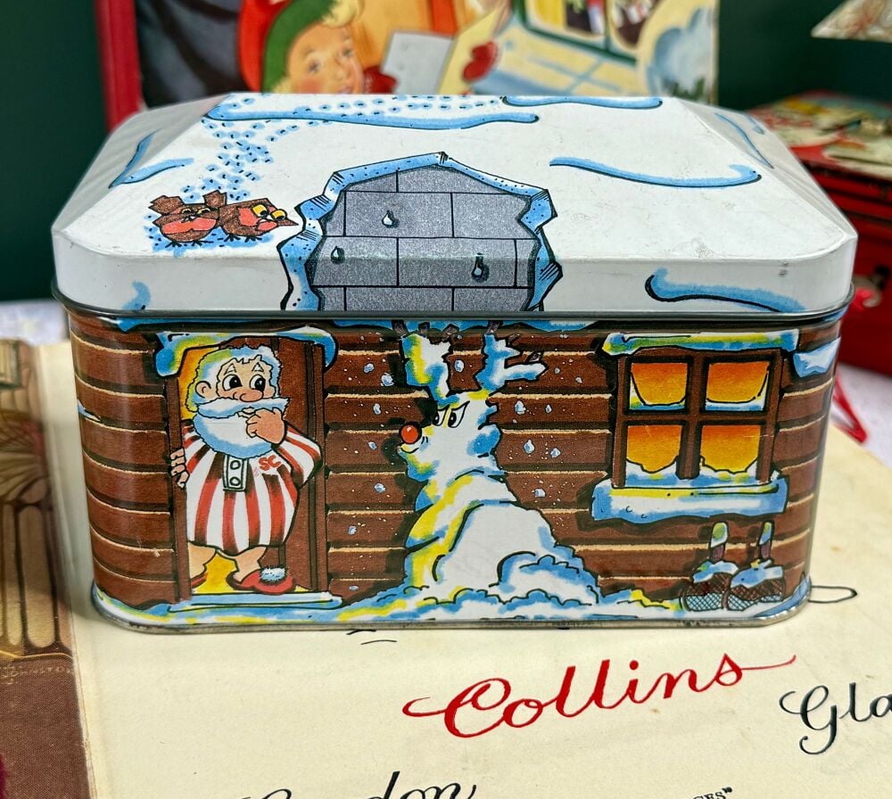 Vintage Christmas Biscuit Tin - Seventies - Father Christmas